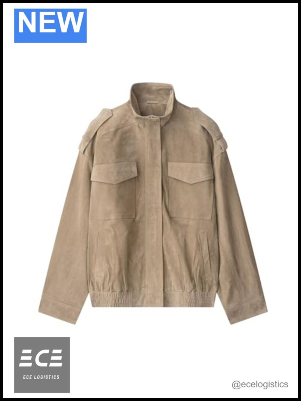 Faux Suede Leather Jacket Vintage High Collar Zip Up Oversized Bomber Coat